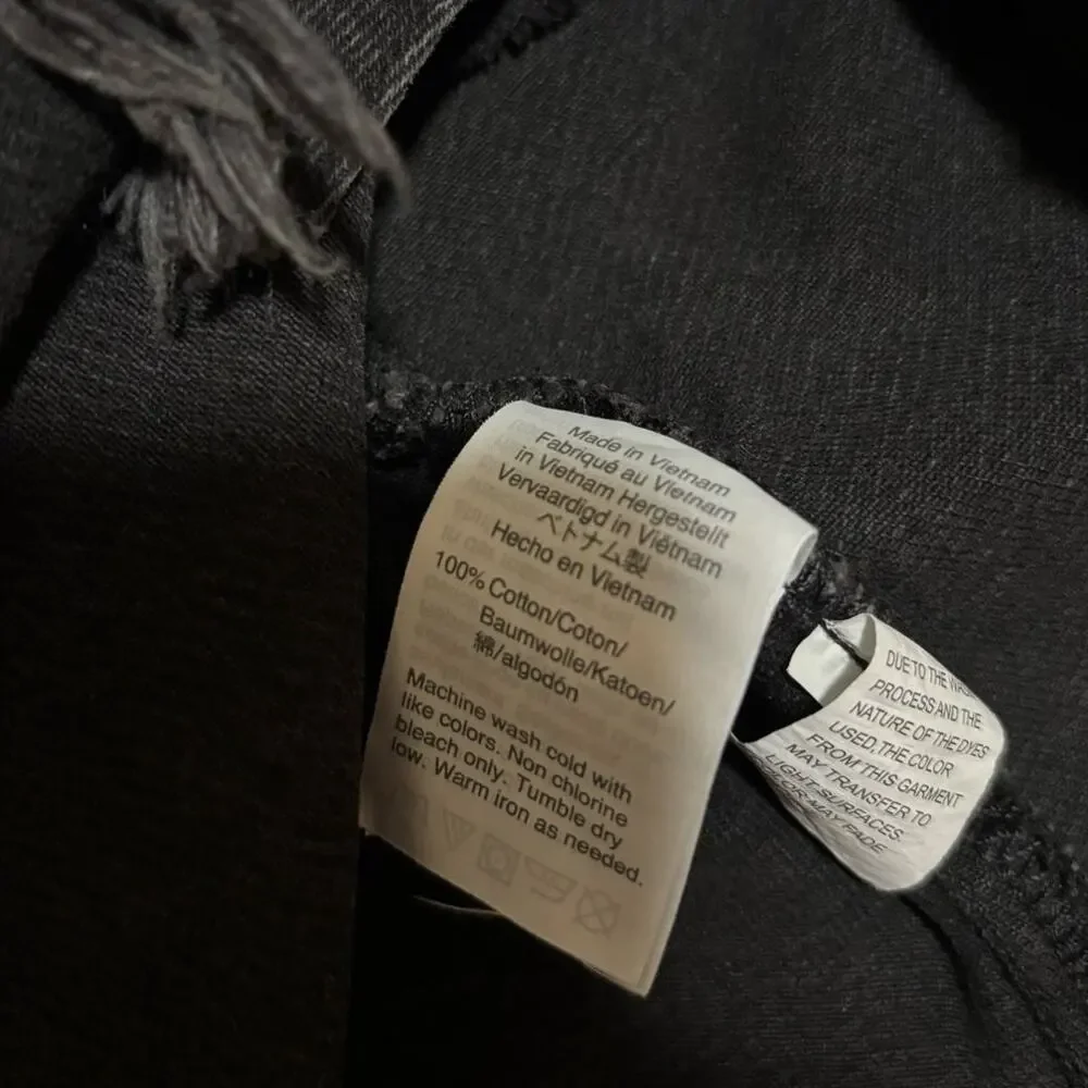 Madewell Black Denim Mini Skirt Raw Hem Size 27